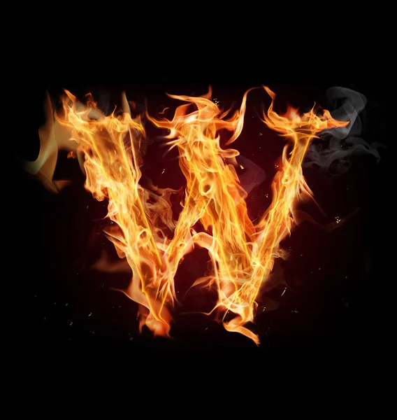 Fire alphabet letter "W" — Stock Photo, Image