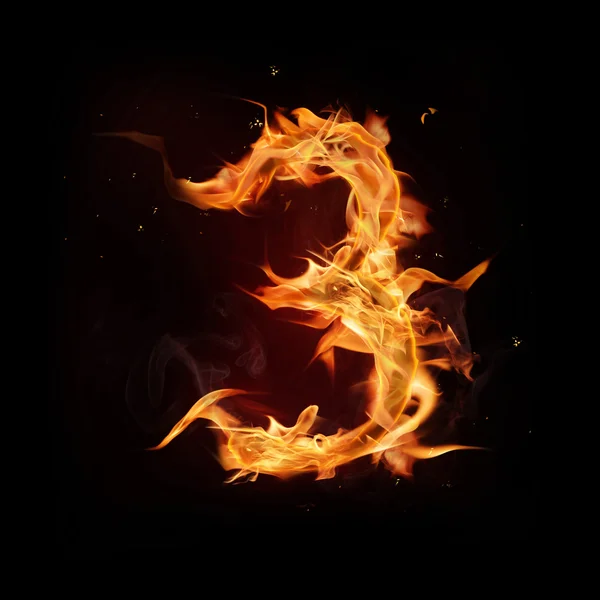 Fire alphabet number — Stock Photo, Image