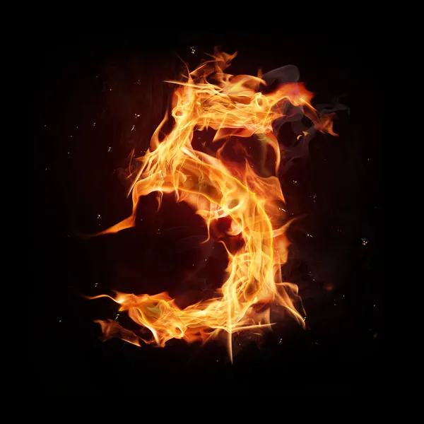 Fire alphabet number — Stock Photo, Image