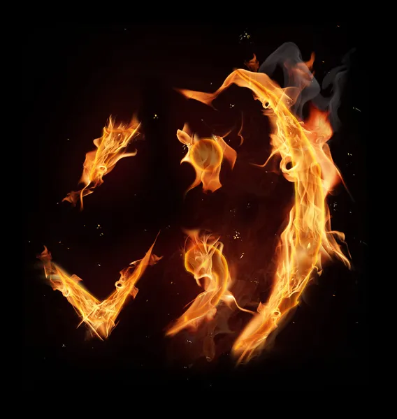 Fire alphabet special symbols — Stock Photo, Image