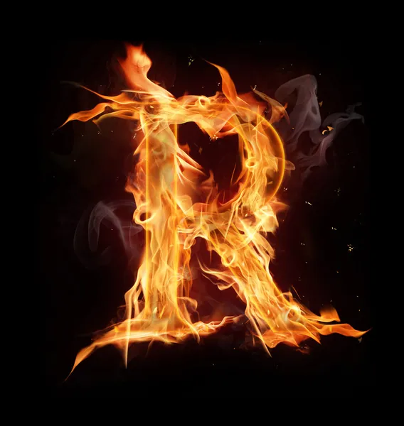 Fire alphabet letter "R" Royalty Free Stock Images