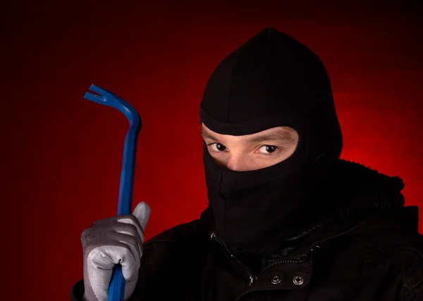 stock image Burglar with black cowl