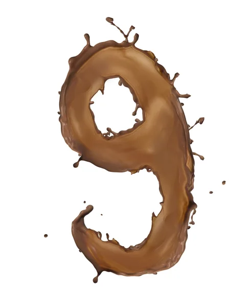Chocolate splash number — Stock Photo, Image