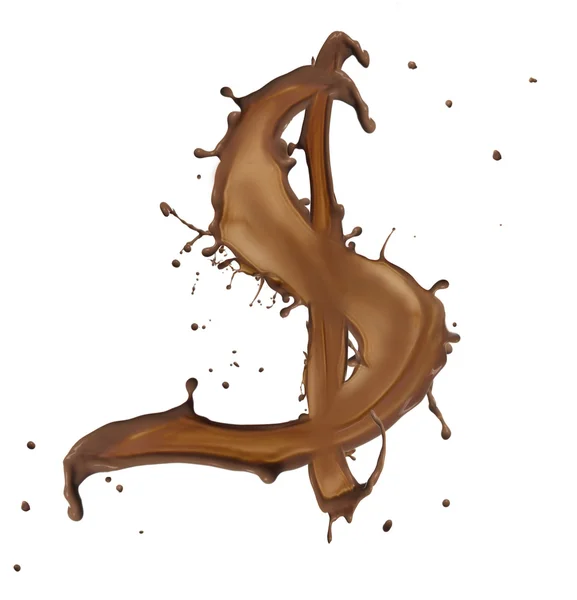 Çikolata splash Doları sembolü — Stok fotoğraf