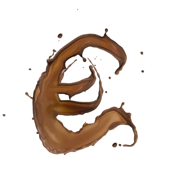 Chocolate splash euro symbol — Stock Photo, Image