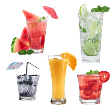 Drinks collection over white clipart