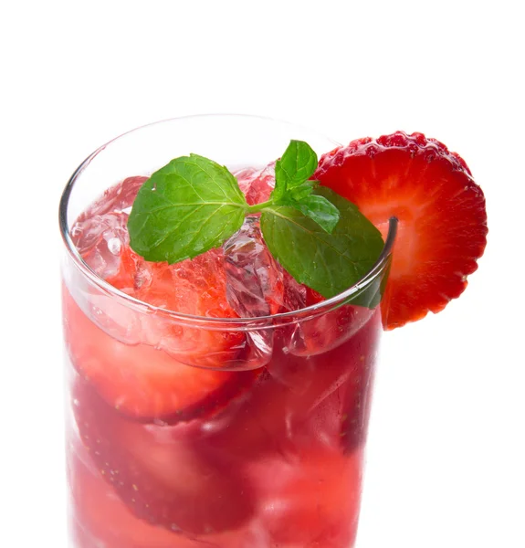 Strawberry cocktail over white background — Stock Photo, Image