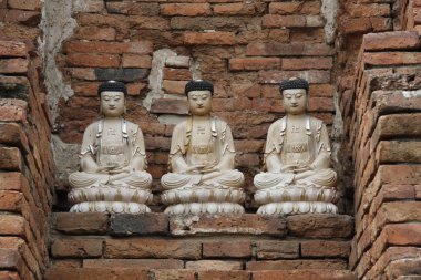 Three Buddhas in Ancient Ayutthaya clipart