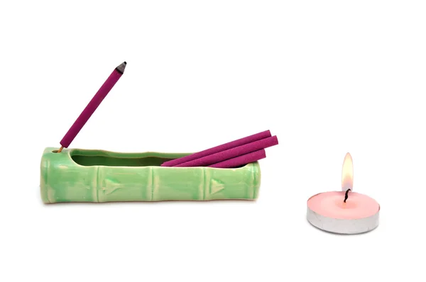 香气棍棒和蜡烛 — 图库照片