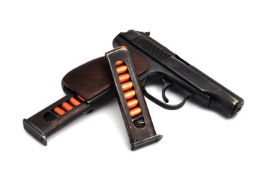 Steel pistol and magazines clipart