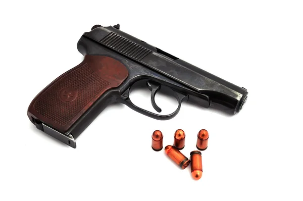 Pistola e proiettili in acciaio — Foto Stock