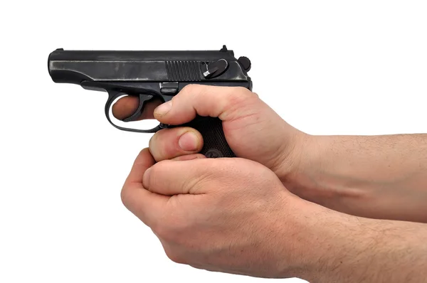 Pistol in hands — Stock Photo, Image