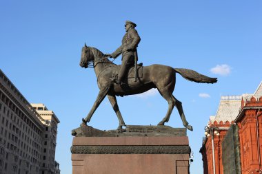 Monument Georgy Zhukov on Manege Square in Moscow, Russia. clipart
