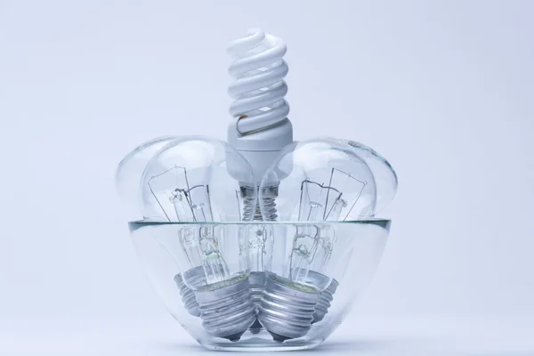 Luz de ahorro de energía con lámparas incandescentes — Foto de Stock
