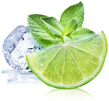 Lime, mint and ice cube clipart