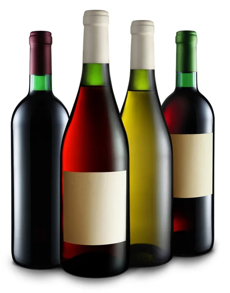 Quatro garrafas de vinho — Fotografia de Stock