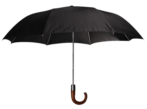 Schwarzer klassischer Regenschirm mit Holzgriff. — Stockfoto
