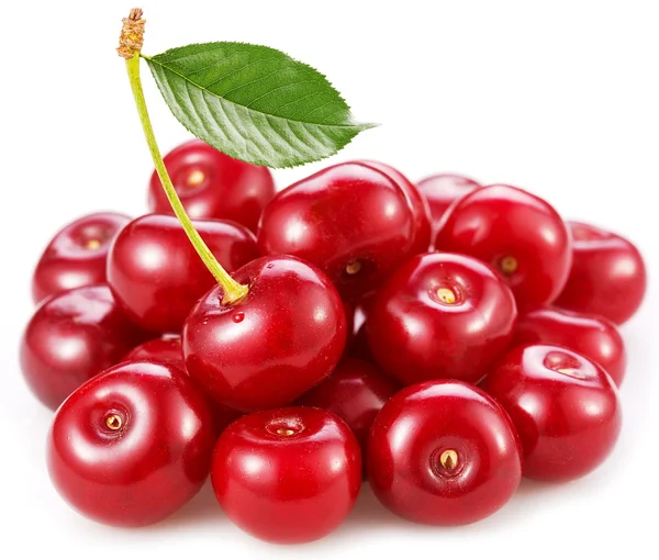 Perfect sweet cherries with the leaf — Stock Photo, Image