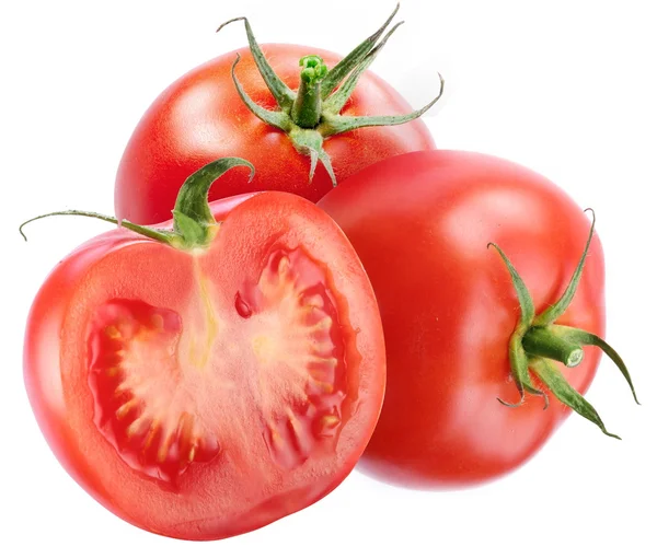 Dois tomate com uma fatia — Fotografia de Stock