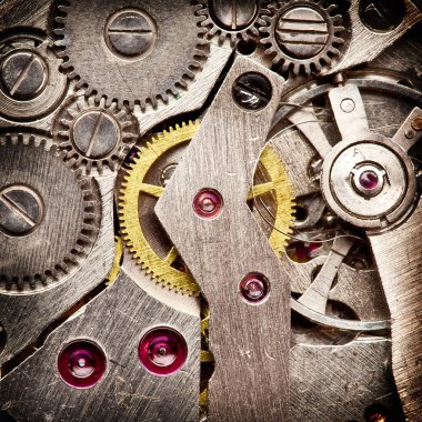 Mechanical clockwork. Close up shot. clipart