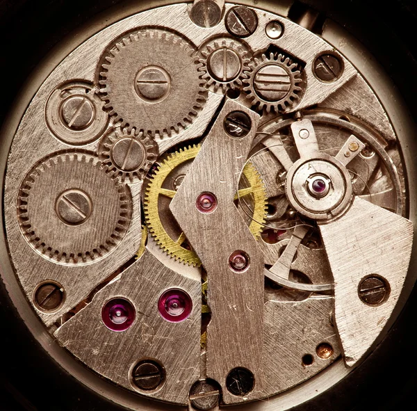 Mecánica de relojería. Primer plano. . — Foto de Stock