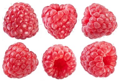 Collection of ripe red raspberries clipart