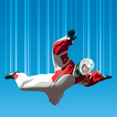 Skydiver falls through the air clipart