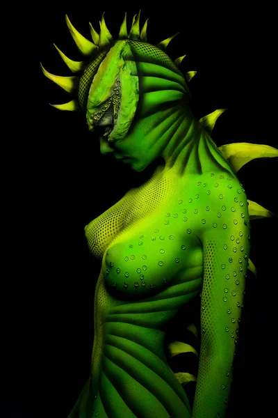 Body art donna-drago — Foto Stock