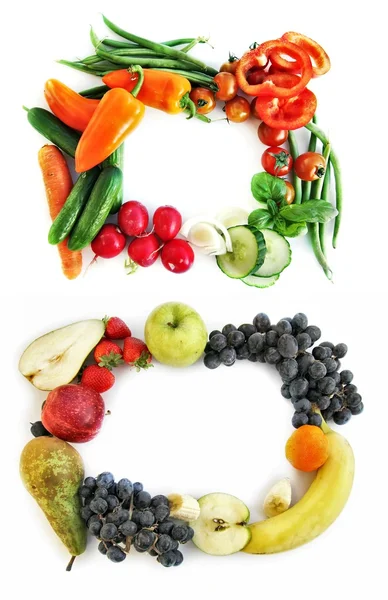 stock image Vegetables and fruits frames