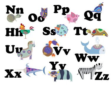 Alphabet from N to Z clipart