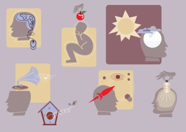 Icons of thinking process clipart