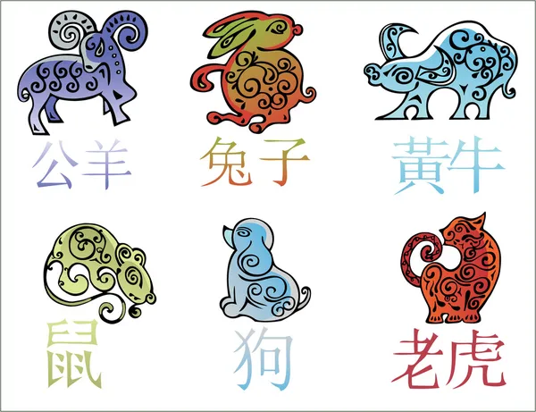 China's jaar Horoscoop tekens — Stockvector