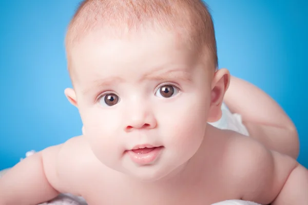 Beautiful little baby boy in studio. close up portrait — Stock Photo, Image