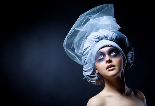 Creative portrait of beautiful girl in a turban — Stock Photo, Image