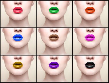 Collage, lips, close-up portrait clipart