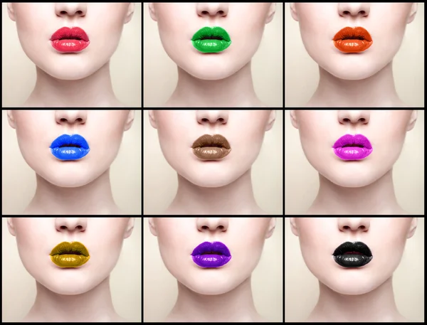 Collage, lips, close-up portrait — Stock Photo, Image