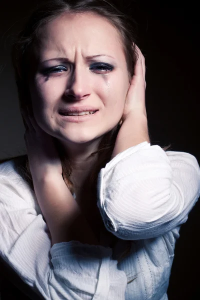 Crying young girl isolated — Stock Photo, Image