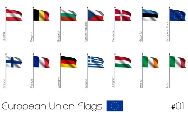 Fahnensatz der Europäischen Union — Stockfoto