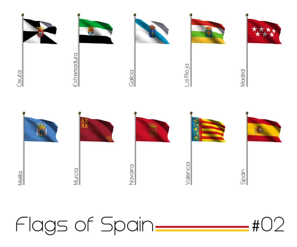 Bayrağı ayarlanmış tüm İspanyol iller — Stok fotoğraf