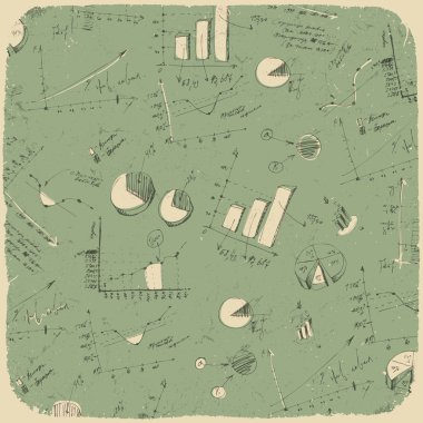 Business charts. Retro styled background, vector illustration, E clipart