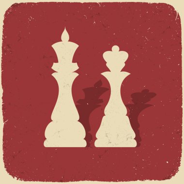 King and queen. Retro chess background, vector illustration, EPS clipart