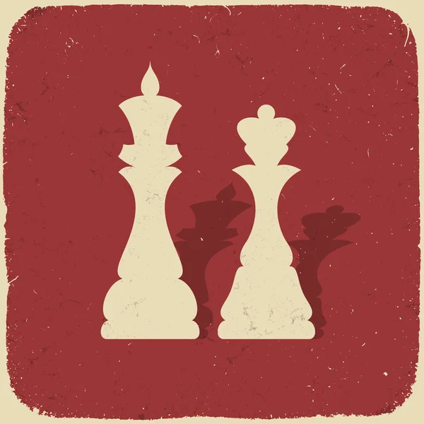 Roi et reine. Retro fond d'échecs, illustration vectorielle, EPS — Image vectorielle