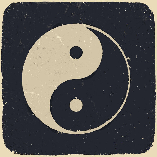 Grunge yin yang symbol background. Vector illustration, EPS10.