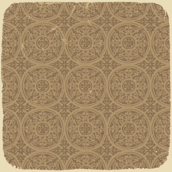Aged vintage background with ancient seamless pattern. Vector il — Stock Vector