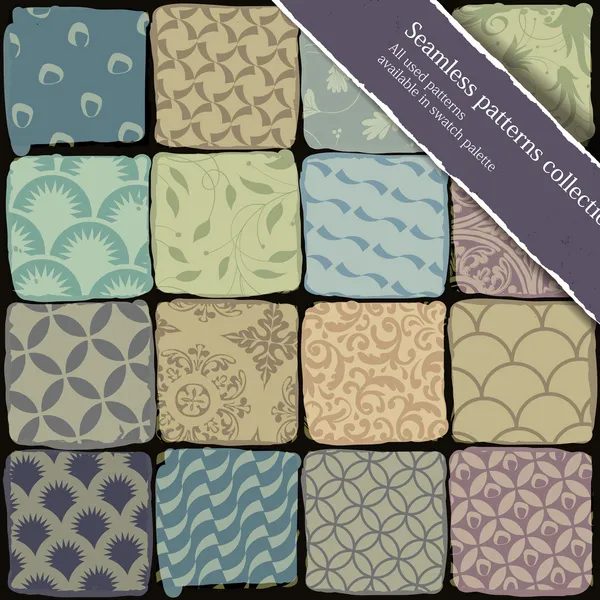 Colección de patrones sin costura. Todos los patrones usados disponibles en swa — Archivo Imágenes Vectoriales