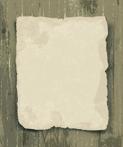 Vecchia carta sullo sfondo di legno — Vettoriale Stock