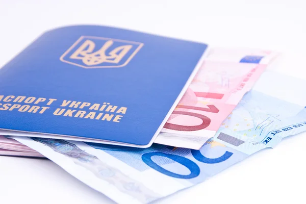 Passeport avec argent en euros — Photo
