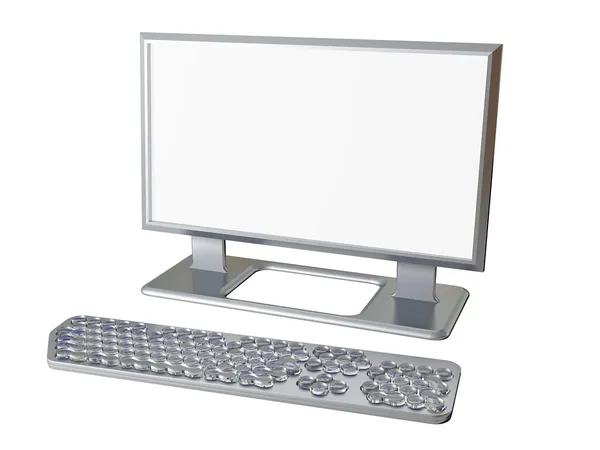 Tela do monitor com teclado — Fotografia de Stock