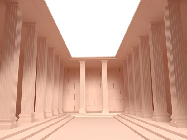 Розовый интерьер с колоннами — стоковое фото