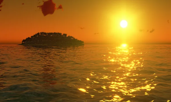 Ön på solnedgången — Stockfoto